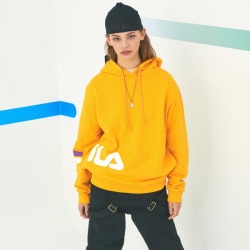 Fila Logo - Miesten Hoodie - Keltainen | FI-65313